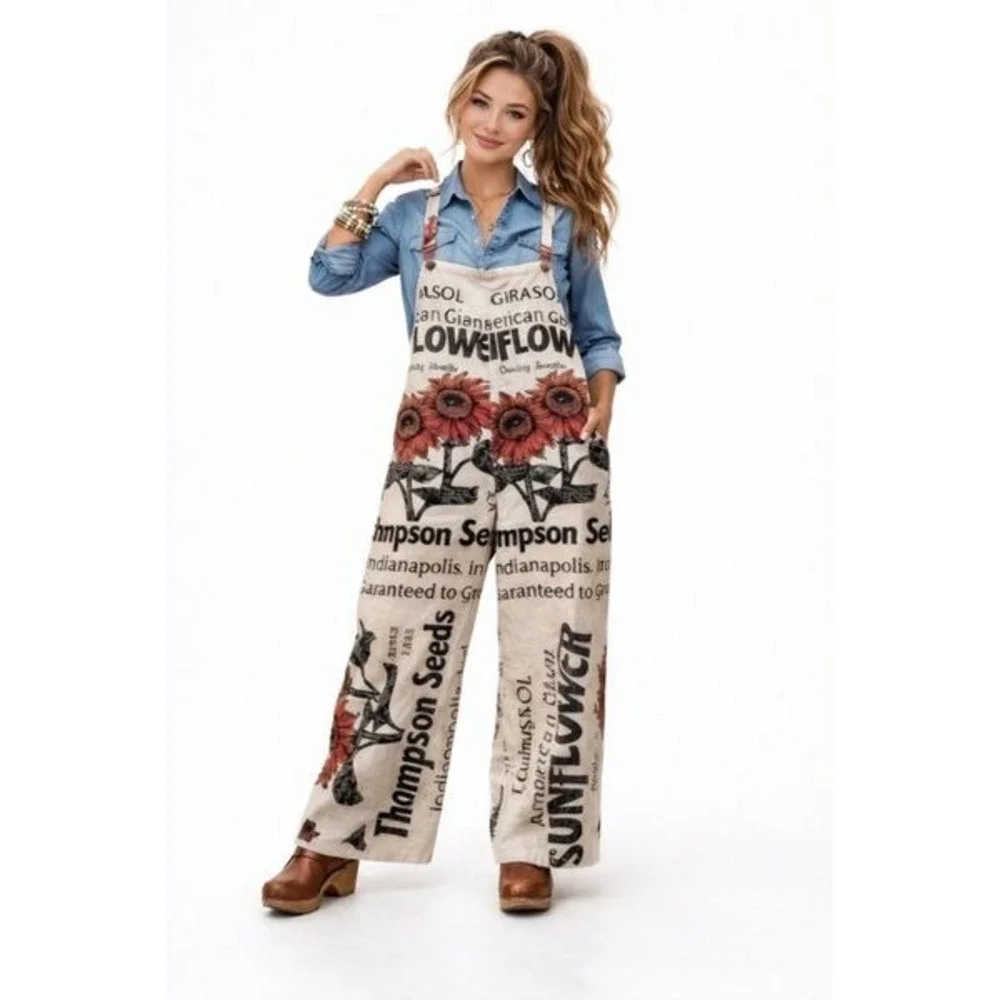 Sunflower Overalls Jumpsuit - Picture 1 of 5